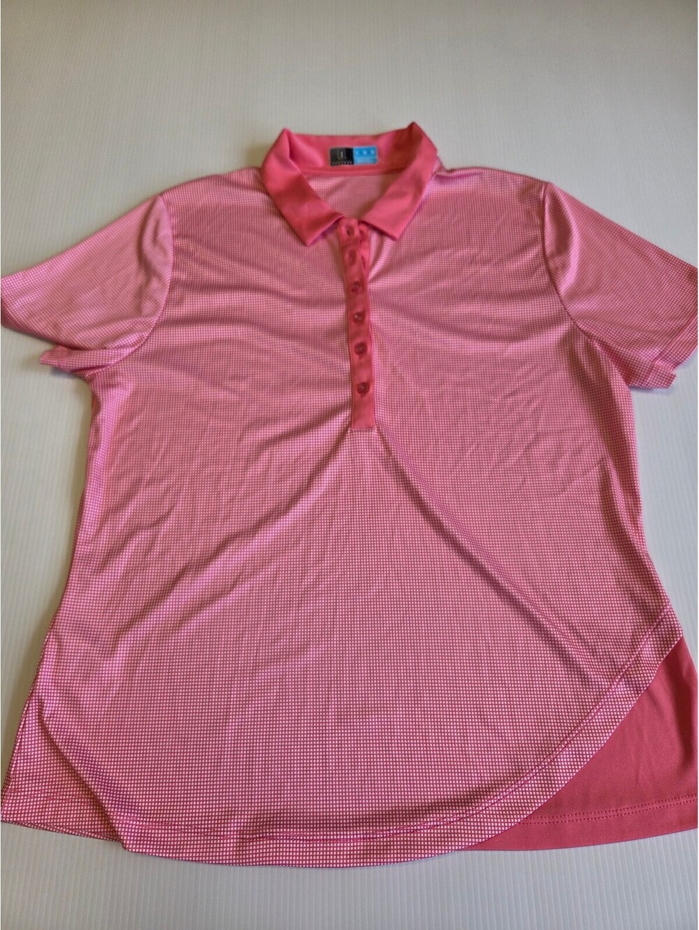 PGA Tour Women's Pink Performance Golf Polo Shirt Size Large 100% Polyester